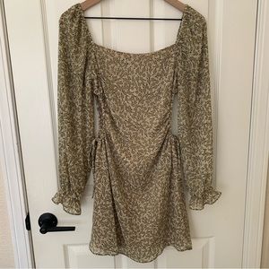 NWT Endless Blu Floral Dress Cut out sides long sleeve